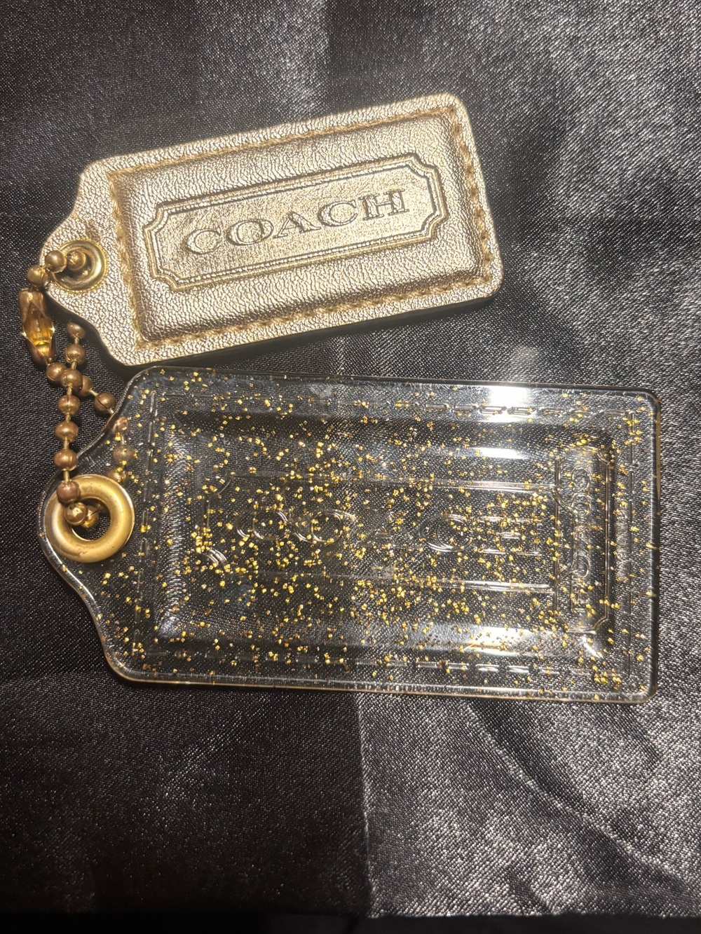 Coach Clear with Gold Glitter Hangtag and Metallic Gold Hangtag Set
